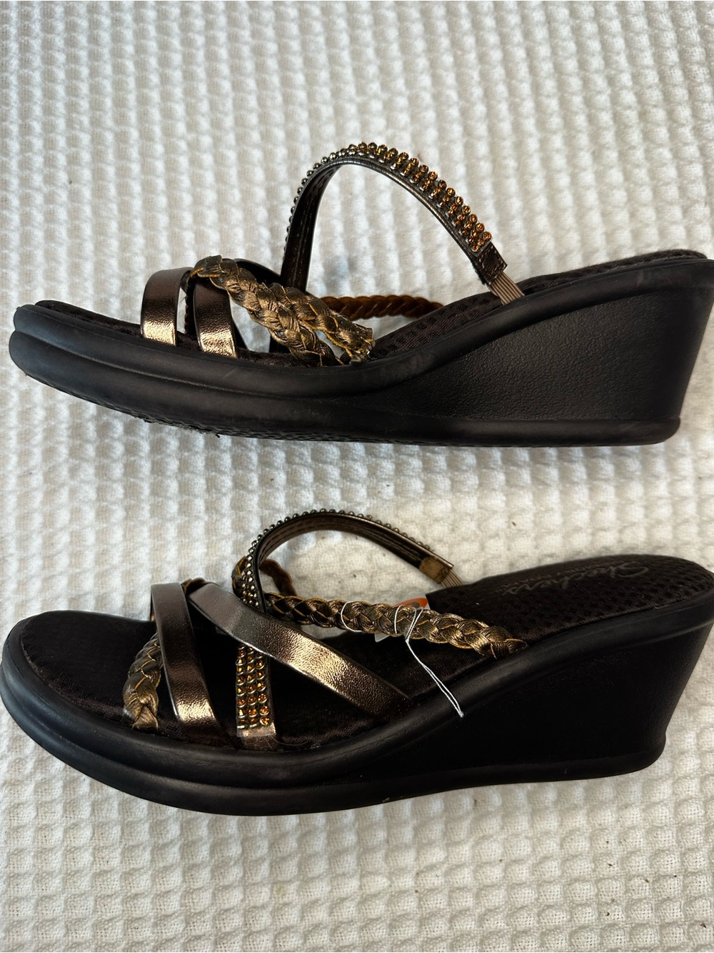 No. 64 Skechers Memory Foam Wedge Sandals Size 9 - Picture 4 of 6